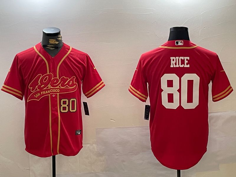 Men San Francisco 49ers #80 Rice Red Joint Name 2024 Nike Limited NFL Jersey style 12094